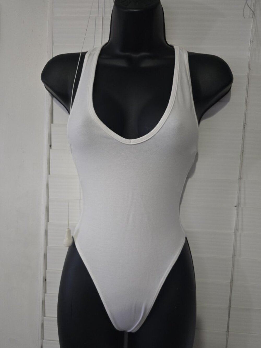 American Apparel White Racerback Scoop Neck Bodysuit
